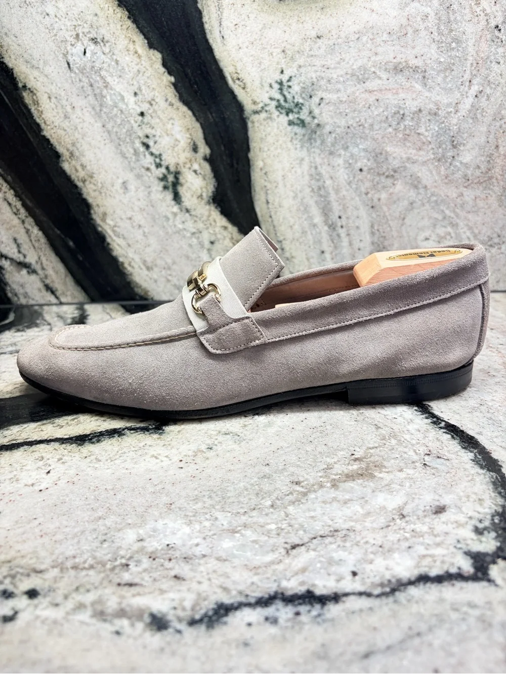 Santoni Fatte a Mano Gray Suede Horsebit Loafers UK 8.5 US 9.5 Made in Italy